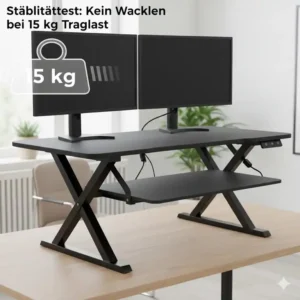 The frame provides high load capacity for the elektrisch schreibtischaufsatz stabil during typing.