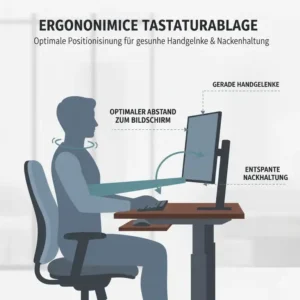 Ergonomische Vorteile für die Handgelenke durch den elektrisch schreibtischaufsatz mit tastaturablage.