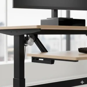 Detailansicht des Motors für den elektrisch schreibtischaufsatz höhenverstellbar.