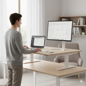 Steh-Position des schreibtischaufsatz elektrisch leise zur Förderung eines gesunden, aktiven Arbeitstages.