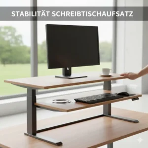 Stabilitätstest des Aufsatzes, um zu zeigen, wie fest die elektrisch schreibtischaufsatz empfehlung bei voller Höhe ist.