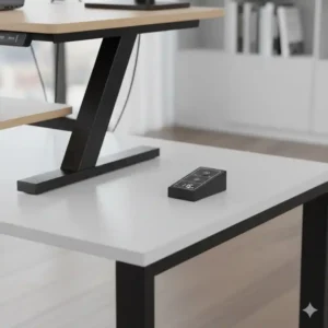 Bedienfeld mit Speichertasten für den elektrisch schreibtischaufsatz höhenverstellbar.