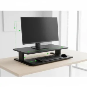 Das praktische Zwei-Ebenen-Design für Tastatur und Monitor am elektrisch schreibtischaufsatz ergonomisch.