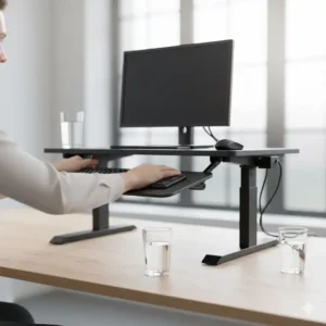 Stabilitätstest eines Modells, das im elektrisch schreibtischaufsatz vergleich bewertet wird.