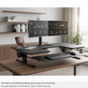 Ein ideales Setup für das Home Office mit einem elektrisch schreibtischaufsatz groß.
