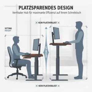 Platzsparendes Design und vertikaler Hub des elektrisch schreibtischaufsatz mit tastaturablage.