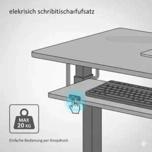 Detailansicht der Steuerung für den elektrisch schreibtischaufsatz bis 20 kg.