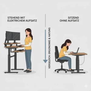 Visualisierung der Steh-Sitz-Dynamik, dargestellt durch den schreibtischaufsatz elektrisch günstig.