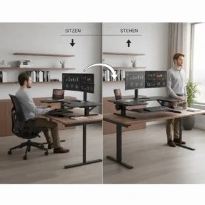 Gesundes Arbeiten am Steharbeitsplatz dank elektrisch schreibtischaufsatz groß.