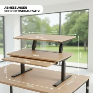 Maße und Abmessungen eines Modells der elektrisch schreibtischaufsatz empfehlung für die Kompatibilitätsprüfung.