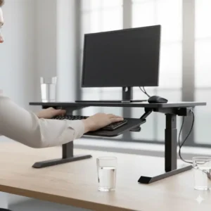 Ergonomische Tastaturablage an einem Modell aus dem elektrisch schreibtischaufsatz vergleich.