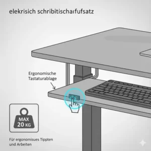 Die integrierte Tastaturablage am elektrisch schreibtischaufsatz bis 20 kg.