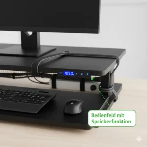 Digitales Bedienfeld mit Speicherfunktion für den elektrisch schreibtischaufsatz ergonomisch.