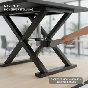 Detailansicht der Mechanik für einen schreibtischaufsatz manuell günstig.