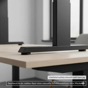 Close-up view of the solid base of a schreibtischaufsatz manuell stabil ensuring no wobbling.