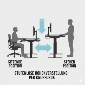 Illustration zur gesunden Körperhaltung durch den elektrisch schreibtischaufsatz profi.
