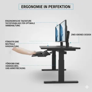 Die ergonomische Tastaturablage am schreibtischaufsatz manuell groß.