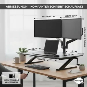 Maße und Platzbedarf im aktuellen schreibtischaufsatz manuell test 2026.