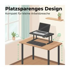 Ein platzsparender elektrisch schreibtischaufsatz montagefrei ideal für kleine Schreibtische.