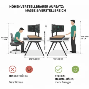 Abmessungen und Höhenverstellbarkeit der elektrisch schreibtischaufsatz testberichte Modelle.