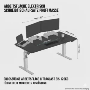 Professionelles Kabelmanagement integriert im elektrisch schreibtischaufsatz profi.