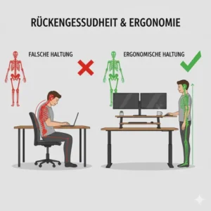 Bessere Körperhaltung durch die Nutzung eines Schreibtischaufsatz manuell ergonomisch.