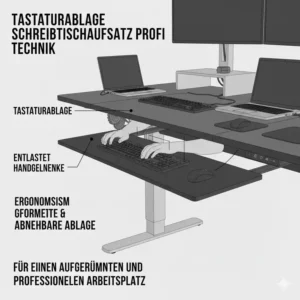 Illustration der stabilen Bauweise für den elektrisch schreibtischaufsatz profi.