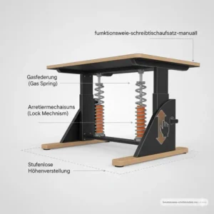 Illustration der mechanischen Federung für einen schreibtischaufsatz manuell leicht.
