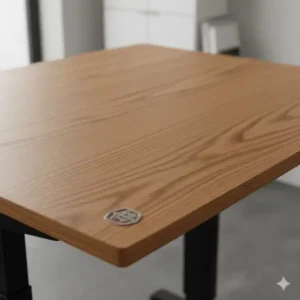 Nahaufnahme der hochwertigen Oberfläche vom schreibtischaufsatz manuell holz.