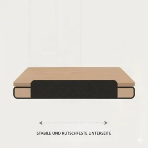 Detailansicht der stabilen und rutschfesten Basis vom schreibtischaufsatz manuell tragbar.