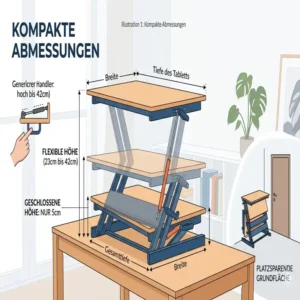 Die präzisen Abmessungen für einen schreibtischaufsatz manuell kompakt an kleinen Arbeitsplätzen.