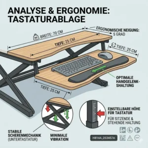 Fokus auf die ergonomische Tastaturablage im schreibtischaufsatz manuell review Test.