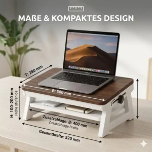 Abmessungen für den laptop schreibtischaufsatz kompakt – platzsparendes Design für kleine Tische.