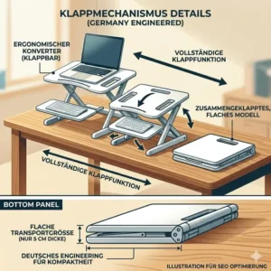 laptop schreibtischaufsatz mobil illustration zur faltbarkeit
