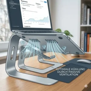 Laptop schreibtischaufsatz aluminium mit passiver Belüftung für optimale Kühlung