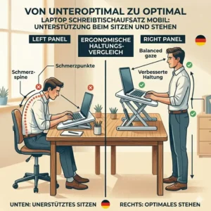 laptop schreibtischaufsatz mobil illustration im ergonomischen vergleich
