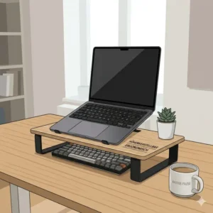 Platzsparender laptop schreibtischaufsatz modern mit Ablage für Tastatur und Maus.