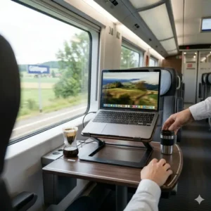 Schneller Aufbau und Einsatz des laptop schreibtischaufsatz für reisen unterwegs.
