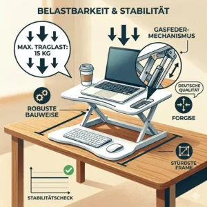 laptop schreibtischaufsatz mobil illustration zur belastbarkeit und stabilität