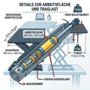 Abmessungen der Arbeitsfläche und Belastbarkeit für den laptop schreibtischaufsatz höhenverstellbar.