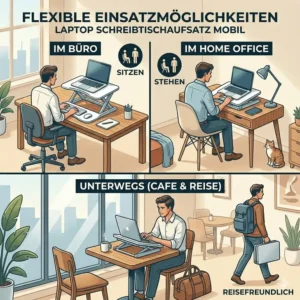 laptop schreibtischaufsatz mobil illustration im flexiblem einsatz