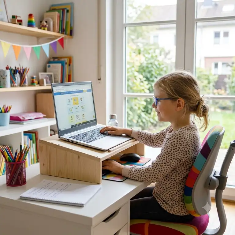 Ergonomischer laptop schreibtischaufsatz kinder am Kinderschreibtisch für eine gesunde Haltung.