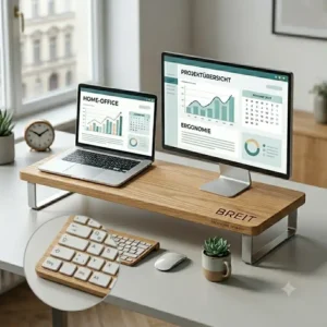 Höhenverstellbarer laptop schreibtischaufsatz breit cho ergonomisches Arbeiten im Sitzen und Stehen.