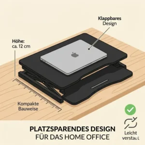 Illustration eines kompakten Designs für laptop schreibtischaufsatz home office.