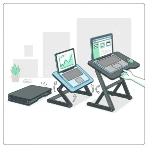 Vektor-Illustration eines klappbaren laptop schreibtischaufsatz home office.
