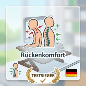 Ergonomischer Schreibtischaufsatz Test: Der Testsieger im Einsatz für eine ergonomische Büroarbeit.