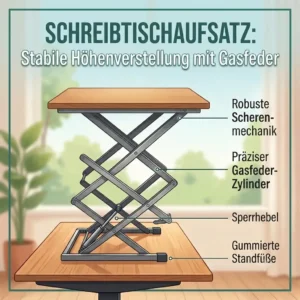 Illustration 2 showingreibtischaufsatz gesund arbeiten to prevent back pain.
