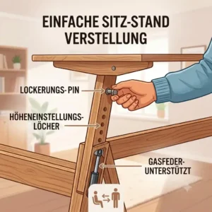 Infographic displaying the benefits of a schreibtischaufsatz lange arbeiten for back health.