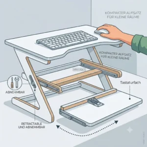 Detailed view of the smooth sliding mechanism on a schreibtischaufsatz mit tastaturfach