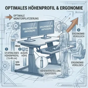 Schreibtischaufsatz höhenprofil im ergonomischen Zwei-Ebenen-Design für Monitor und Tastatur